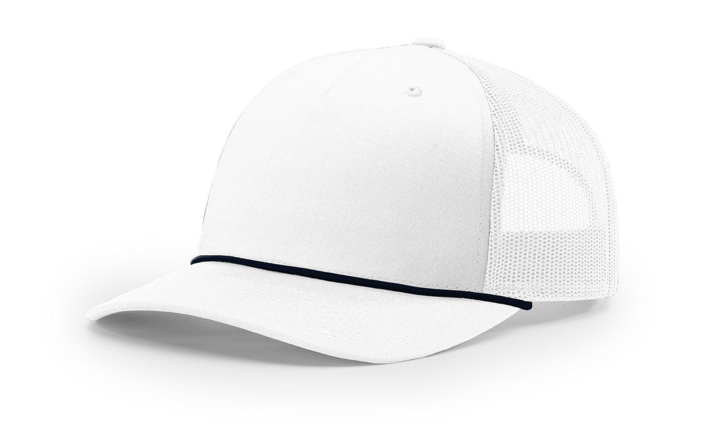 Richardson 112FPR Five Panel Trucker With Rope Hat - White/Navy