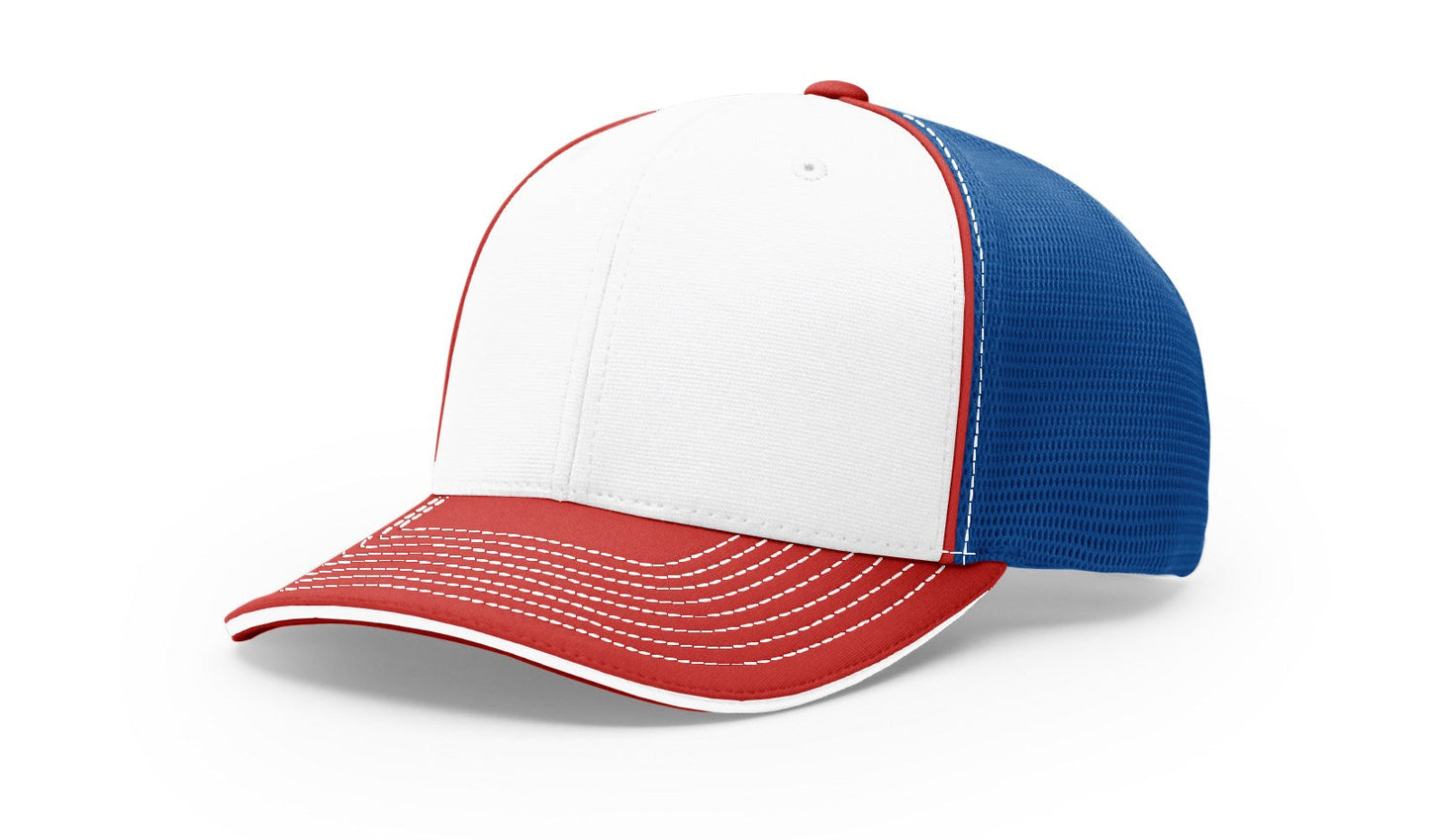 Richardson 172 Pulse Sportmesh R-Flex Hat - Tri White/Royal/Red