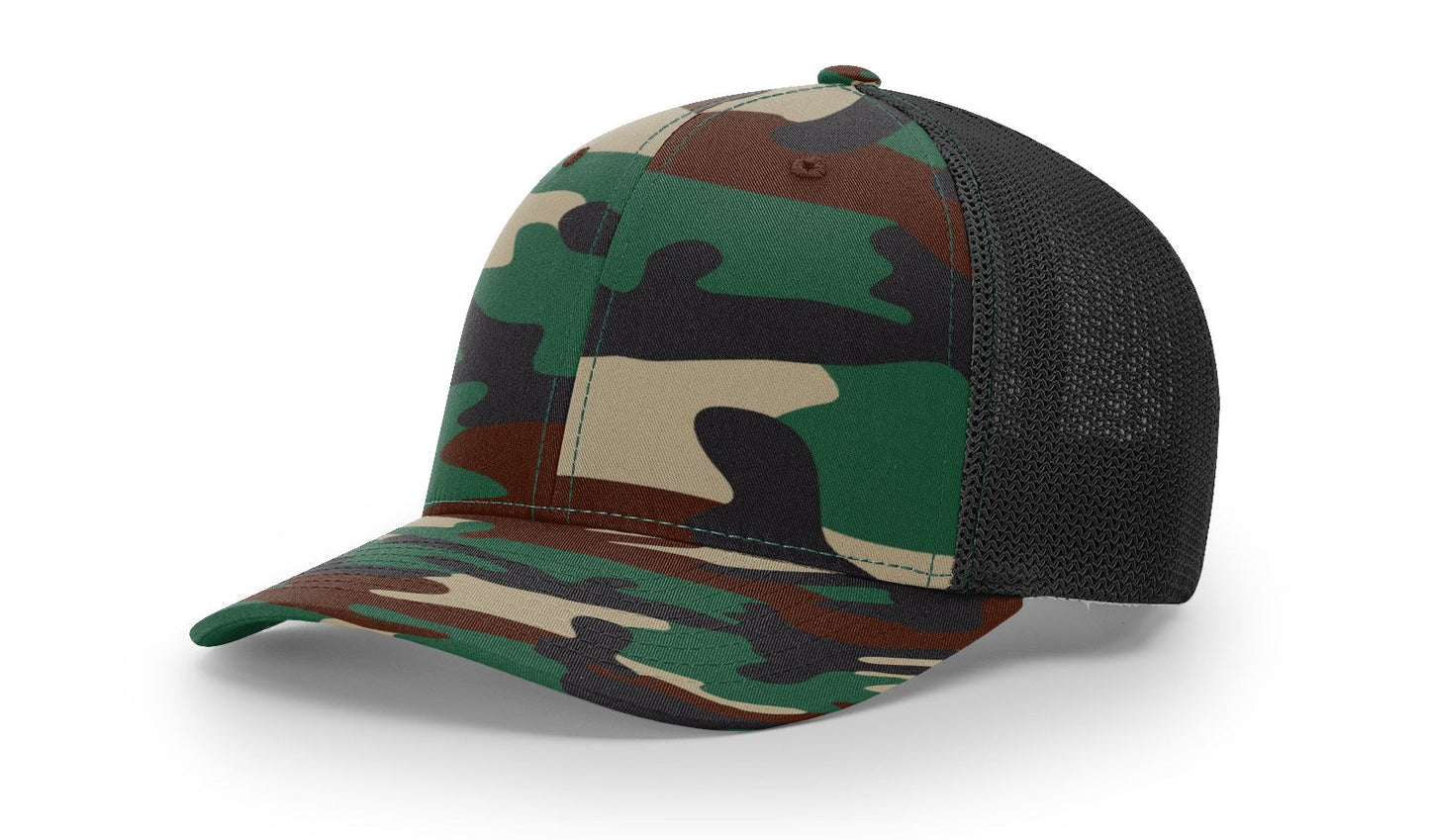 Richardson 110 R-Flex Trucker Hat - Army Camo/Black