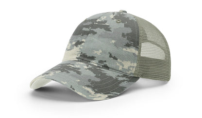 Richardson 111P Garment Washed Printed Trucker Hat - Digital Camo/Light Green