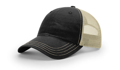 Richardson 111 Garment Washed Trucker Hat - Black/Khaki