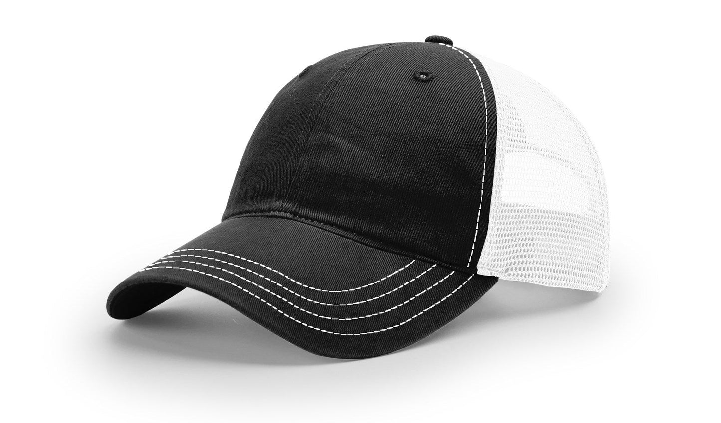 Richardson 111 Garment Washed Trucker Hat - Black/White