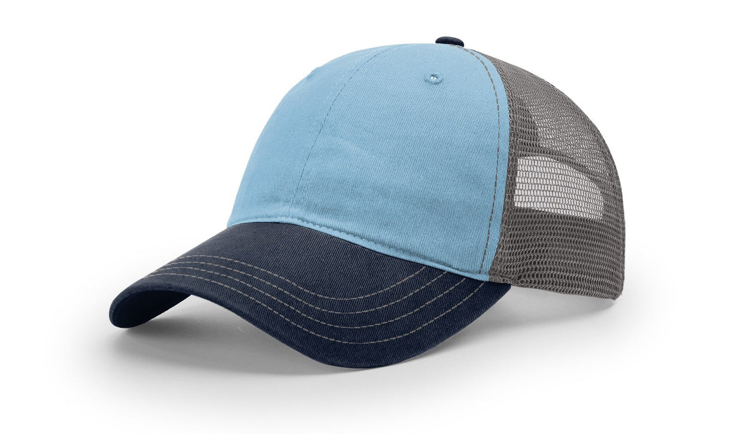 Richardson 111 Garment Washed Trucker Hat - Columbia Blue/Charcoal/Navy