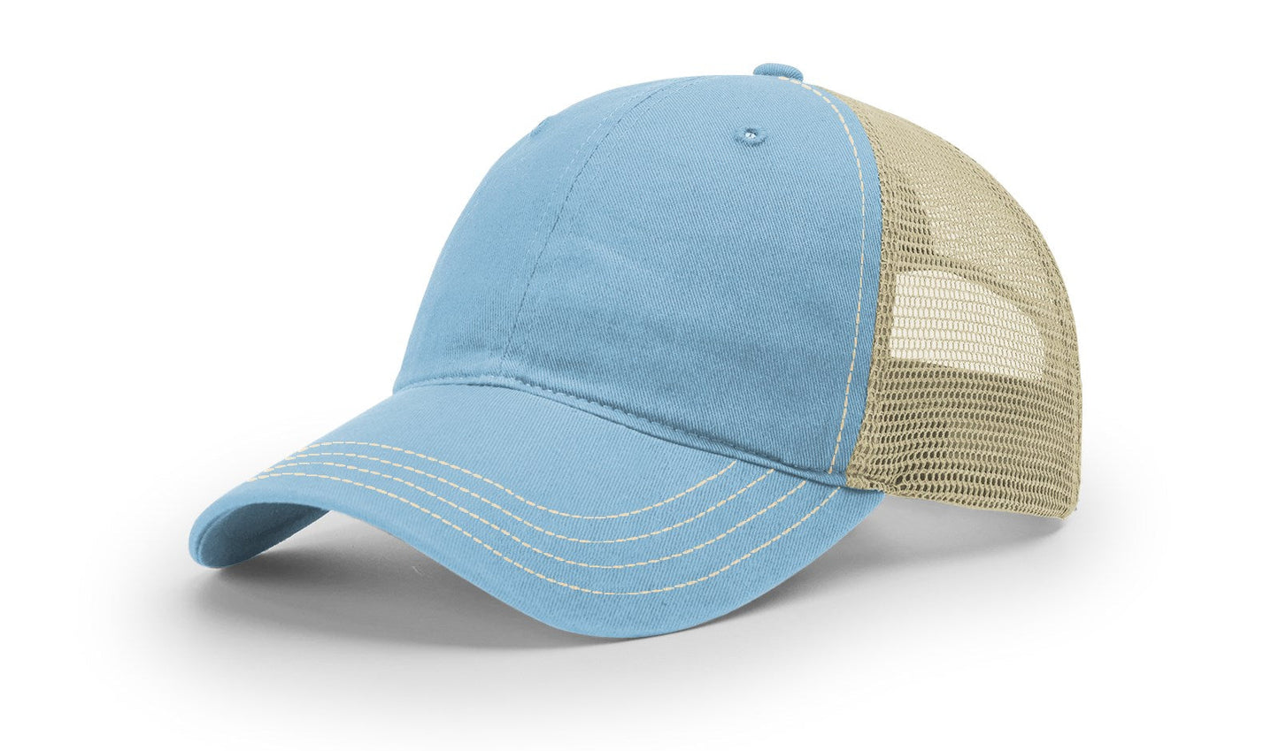 Richardson 111 Garment Washed Trucker Hat - Columbia Blue/Khaki