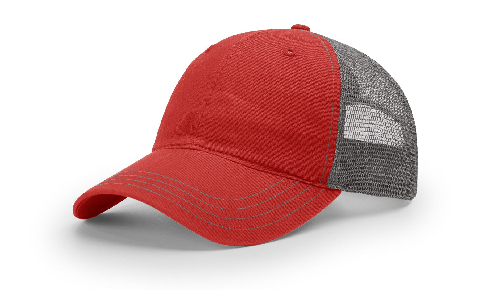 Richardson 111 Garment Washed Trucker Hat - Red/Charcoal