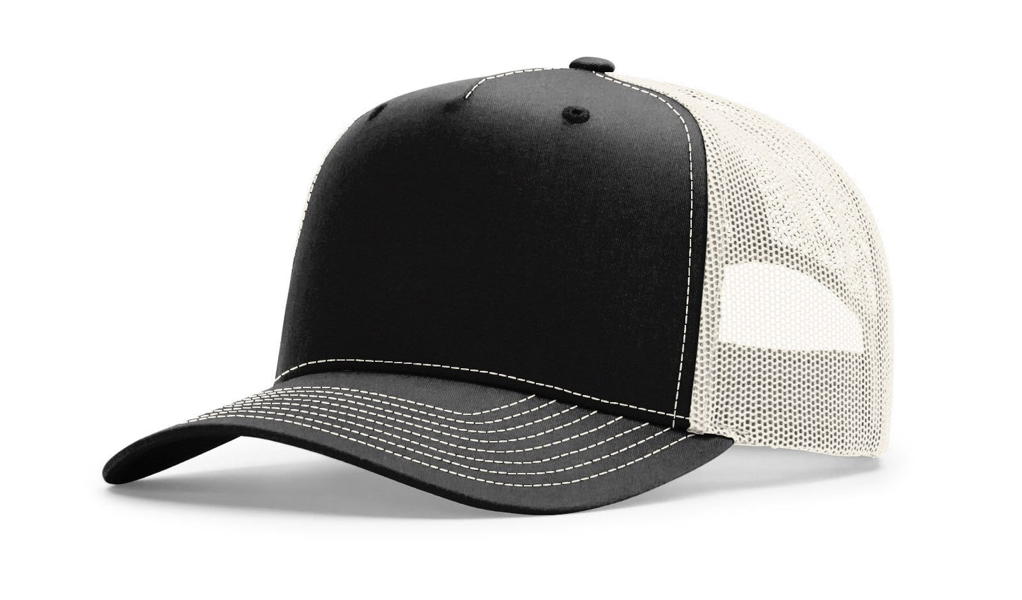 Richardson 112FPC Five Panel Champ Trucker Hat - Black/Birch
