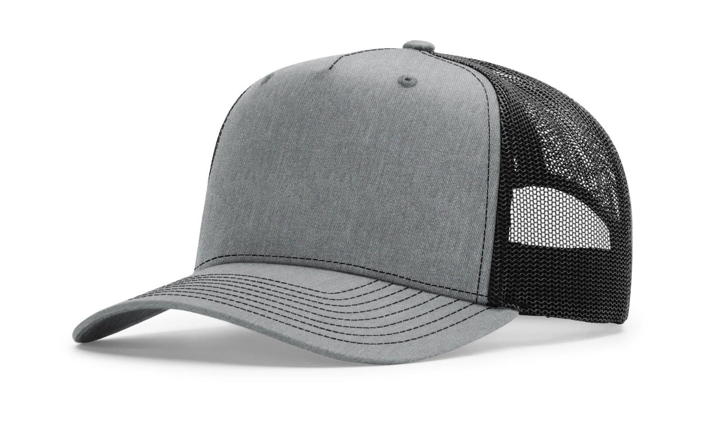 Richardson 112FPC Five Panel Champ Trucker Hat - Heather Grey/Black