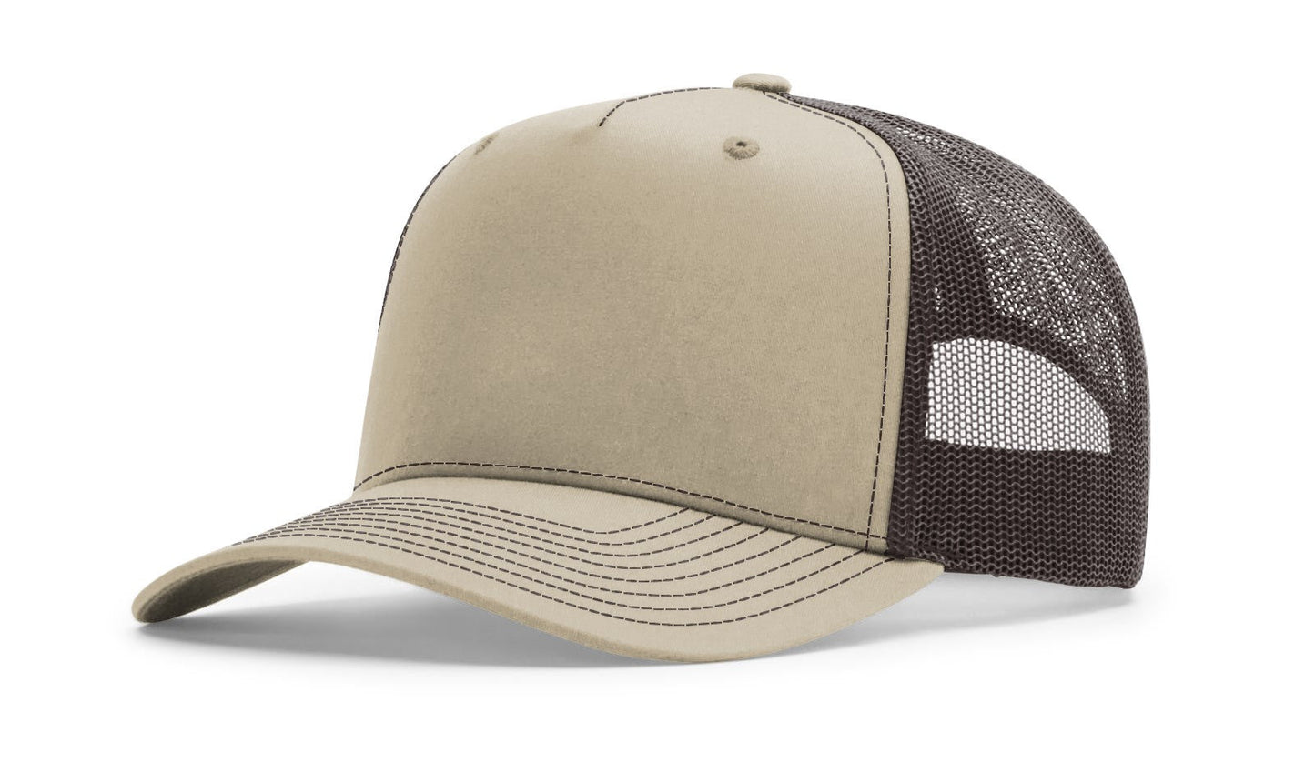 Richardson 112FPC Five Panel Champ Trucker Hat - Khaki/Coffee