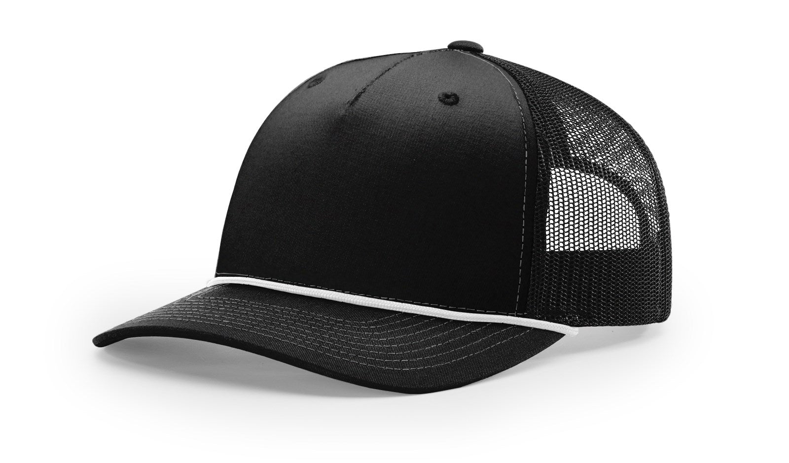 Richardson 112FPR Five Panel Trucker With Rope Hat - Black/White