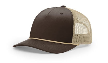 Richardson 112FPR Five Panel Trucker With Rope Hat - Brown/Khaki-Khaki