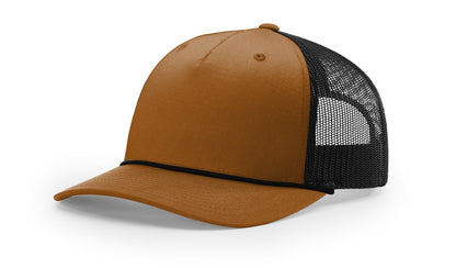 Richardson 112FPR Five Panel Trucker With Rope Hat - Caramel/Black-Black