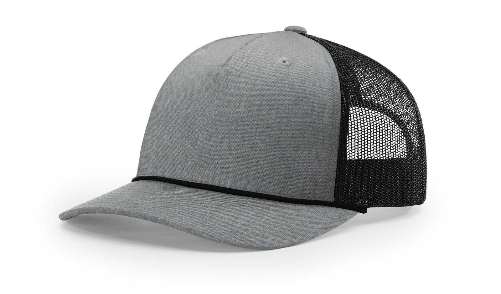Richardson 112FPR Five Panel Trucker With Rope Hat - Heather Grey/Black-Black