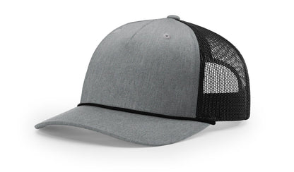 Richardson 112FPR Five Panel Trucker With Rope Hat - Heather Grey/Black-Black