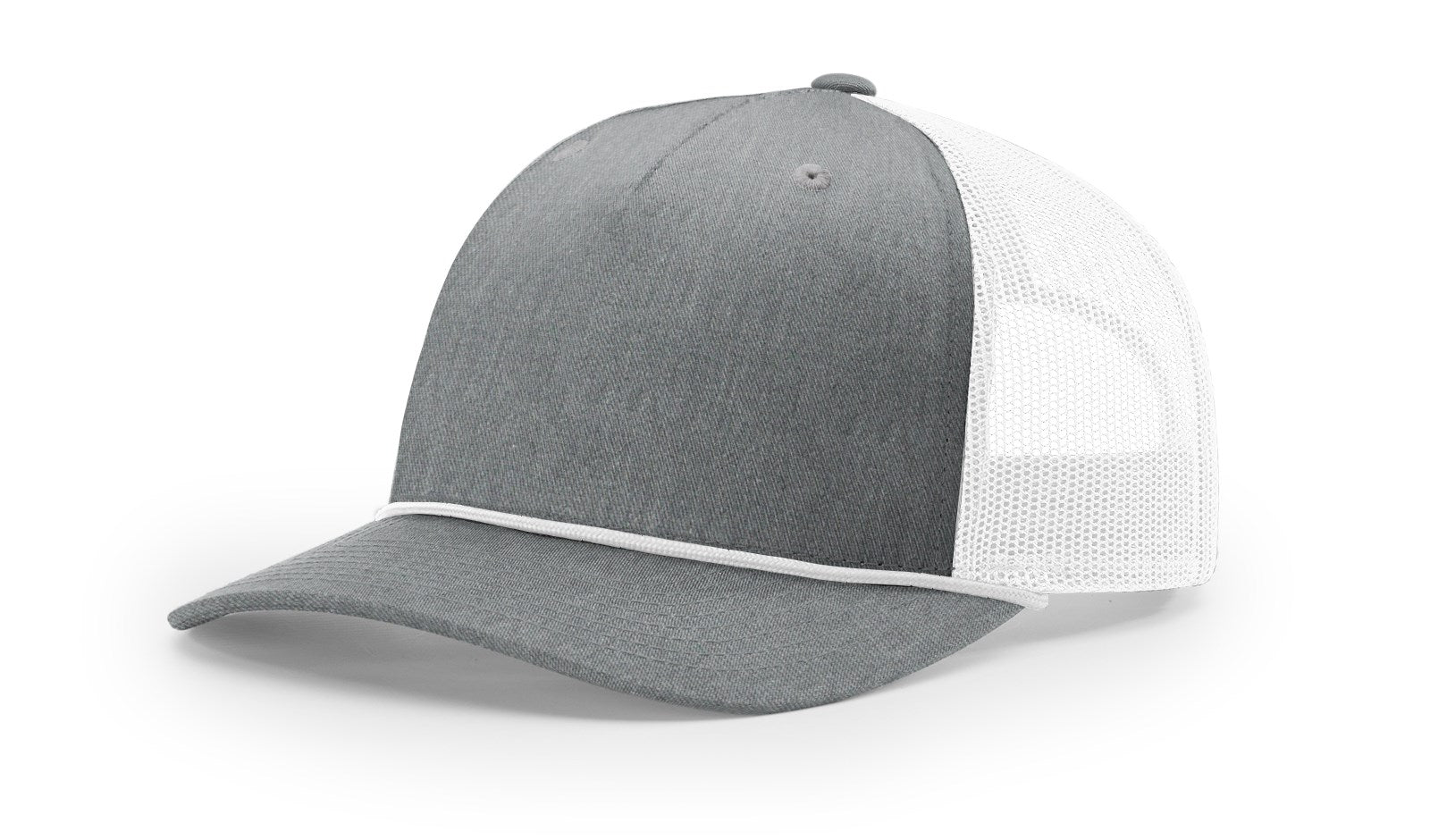 Richardson 112FPR Five Panel Trucker With Rope Hat - Heather Grey/White-White