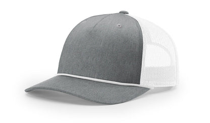 Richardson 112FPR Five Panel Trucker With Rope Hat - Heather Grey/White-White