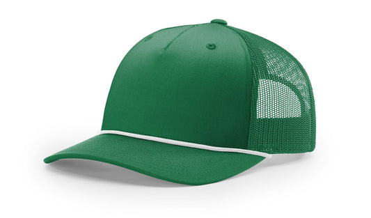 Richardson 112FPR Five Panel Trucker With Rope Hat - Kelly/White