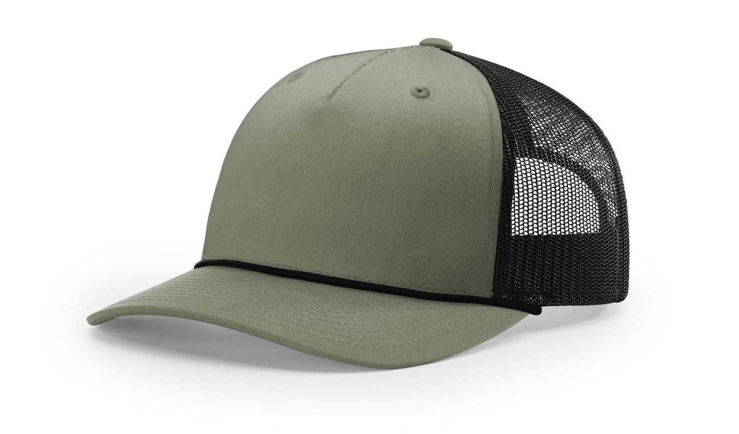 Richardson 112FPR Five Panel Trucker With Rope Hat - Loden/Black-Black