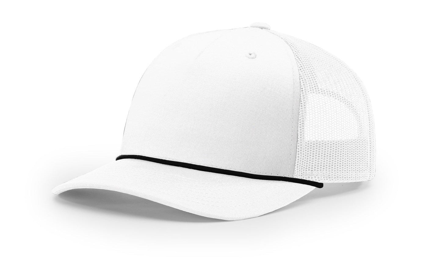Richardson 112FPR Five Panel Trucker With Rope Hat - White/Black