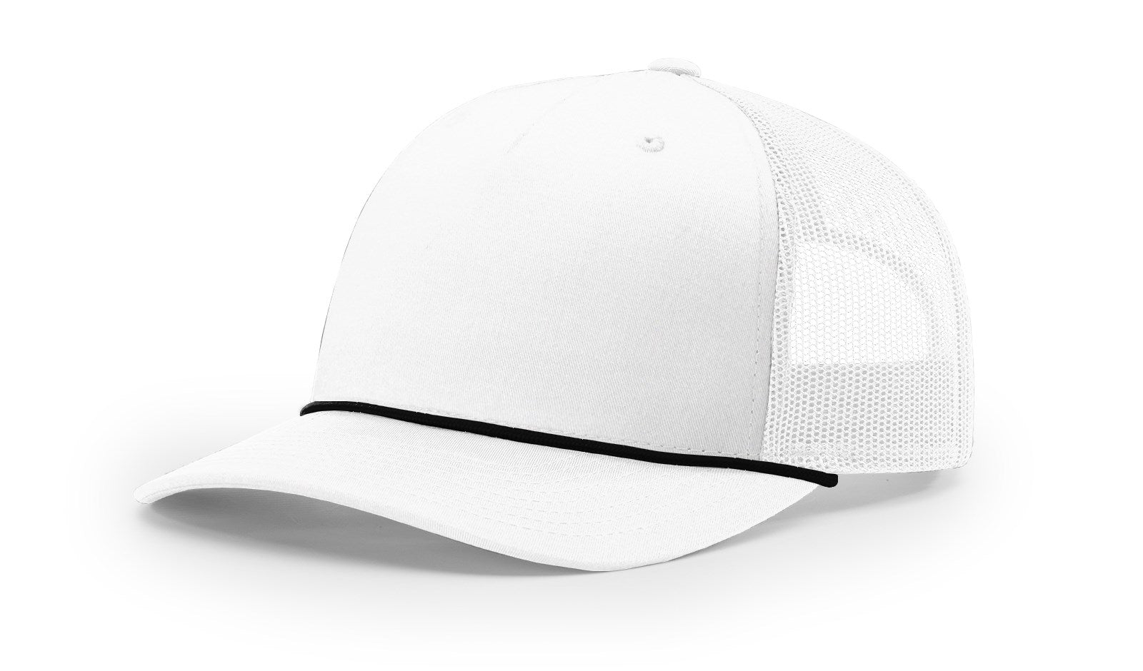 Richardson 112FPR Five Panel Trucker With Rope Hat - White/Black