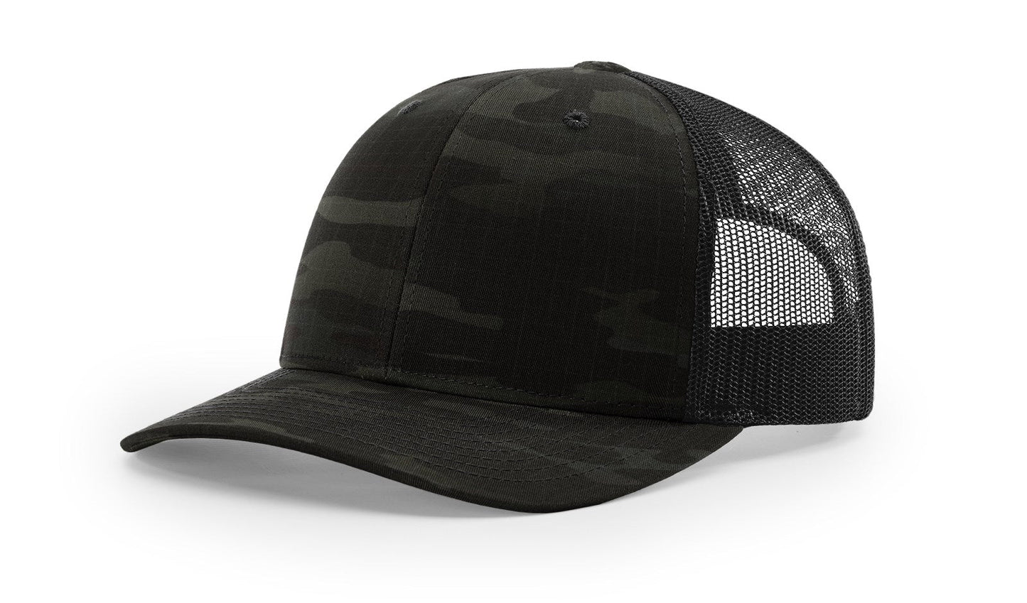 Richardson 112PT Printed Tactical Trucker Hat - MultiCam Black/Black