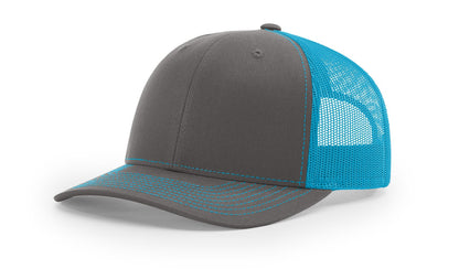 Richardson 112 Trucker Hat Split Charcoal/Neon Blue