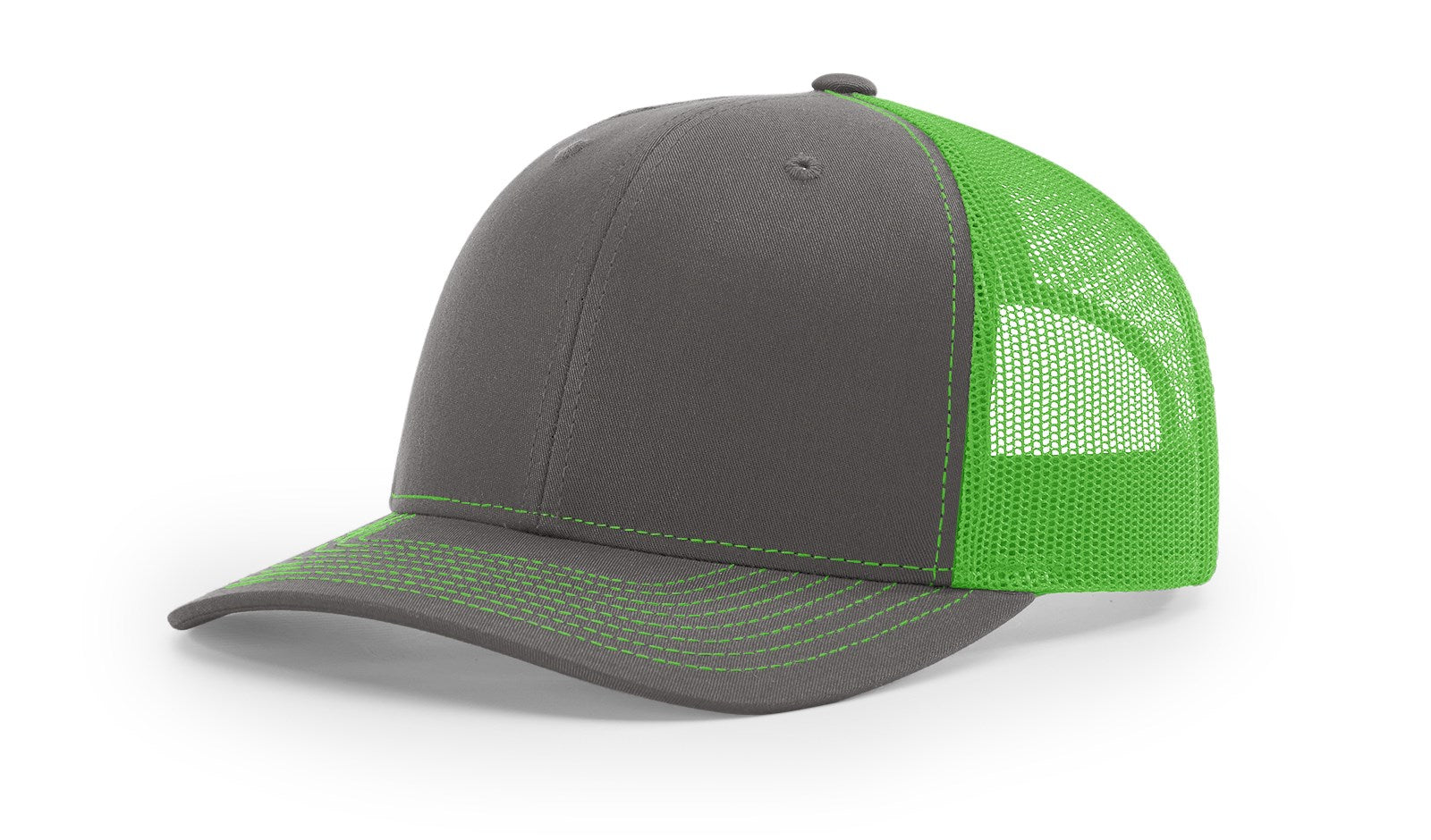 Richardson 112 Trucker Hat Split Charcoal/Neon Green