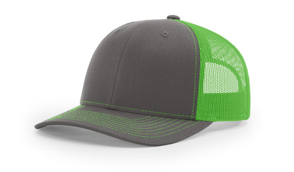 Richardson 112 Trucker Hat Split Charcoal/Neon Green
