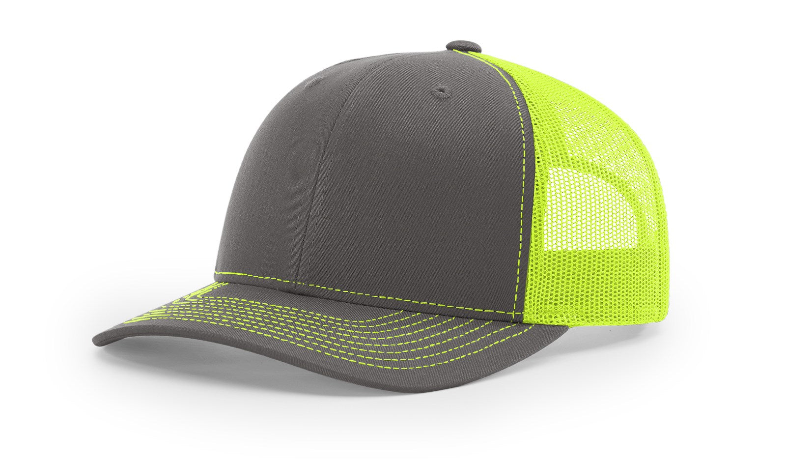 Richardson 112 Trucker Hat Split Charcoal/Neon Yellow