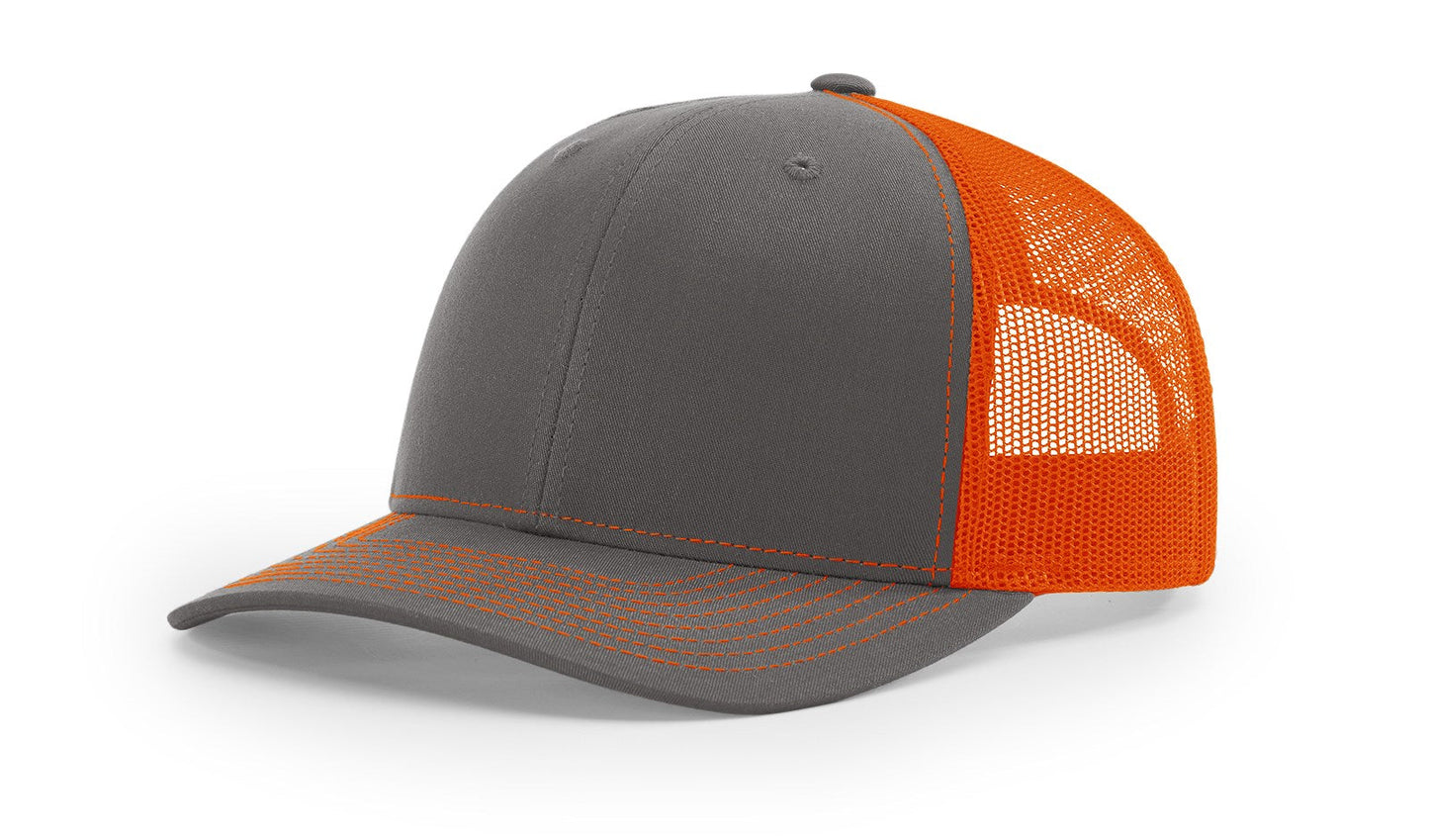 Richardson 112 Trucker Hat Split Charcoal/Orange