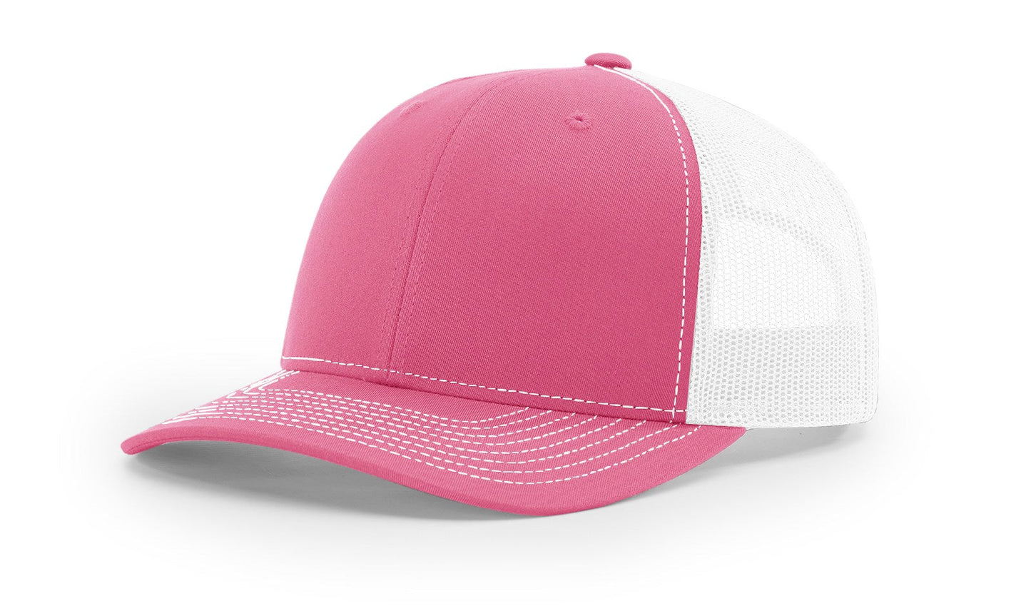 Richardson 112 Trucker Hat Split Hot Pink/White