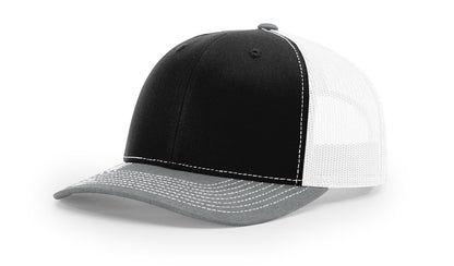 Richardson 112 Trucker Hat Tri Black/White/Heather Grey