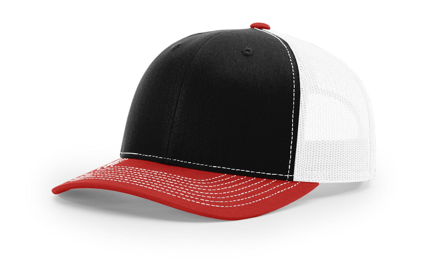 Richardson 112 Trucker Hat Tri Black/White/Red