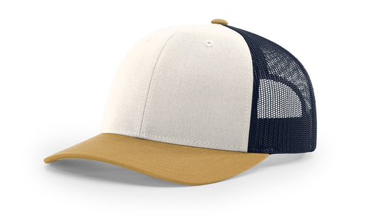Richardson 112 Trucker Hat Tri Cream/Navy/Amber Gold