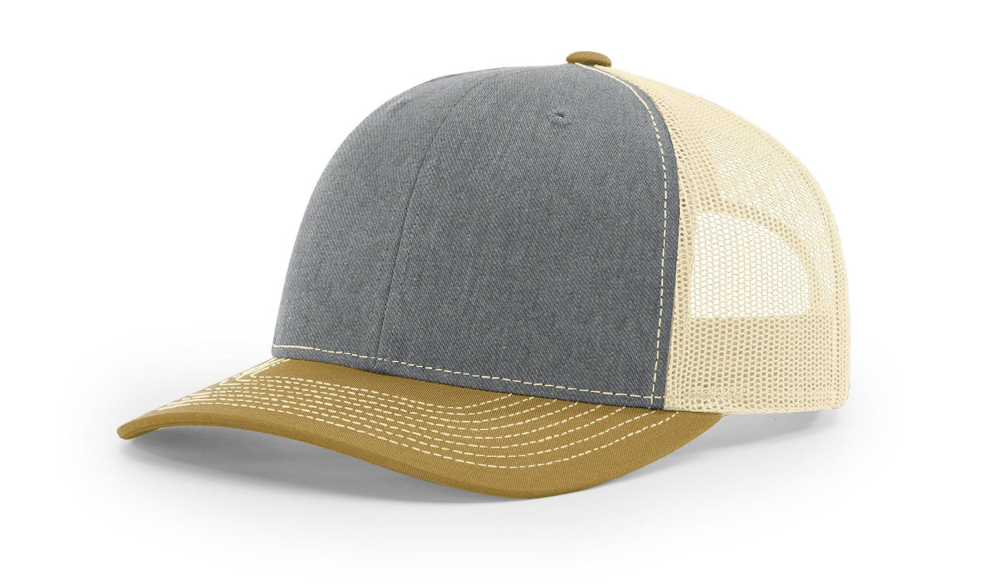 Richardson 112 Trucker Hat Tri Heather Grey/Birch/Amber Gold
