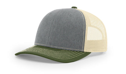 Richardson 112 Trucker Hat Tri Heather Grey/Birch/Army Olive