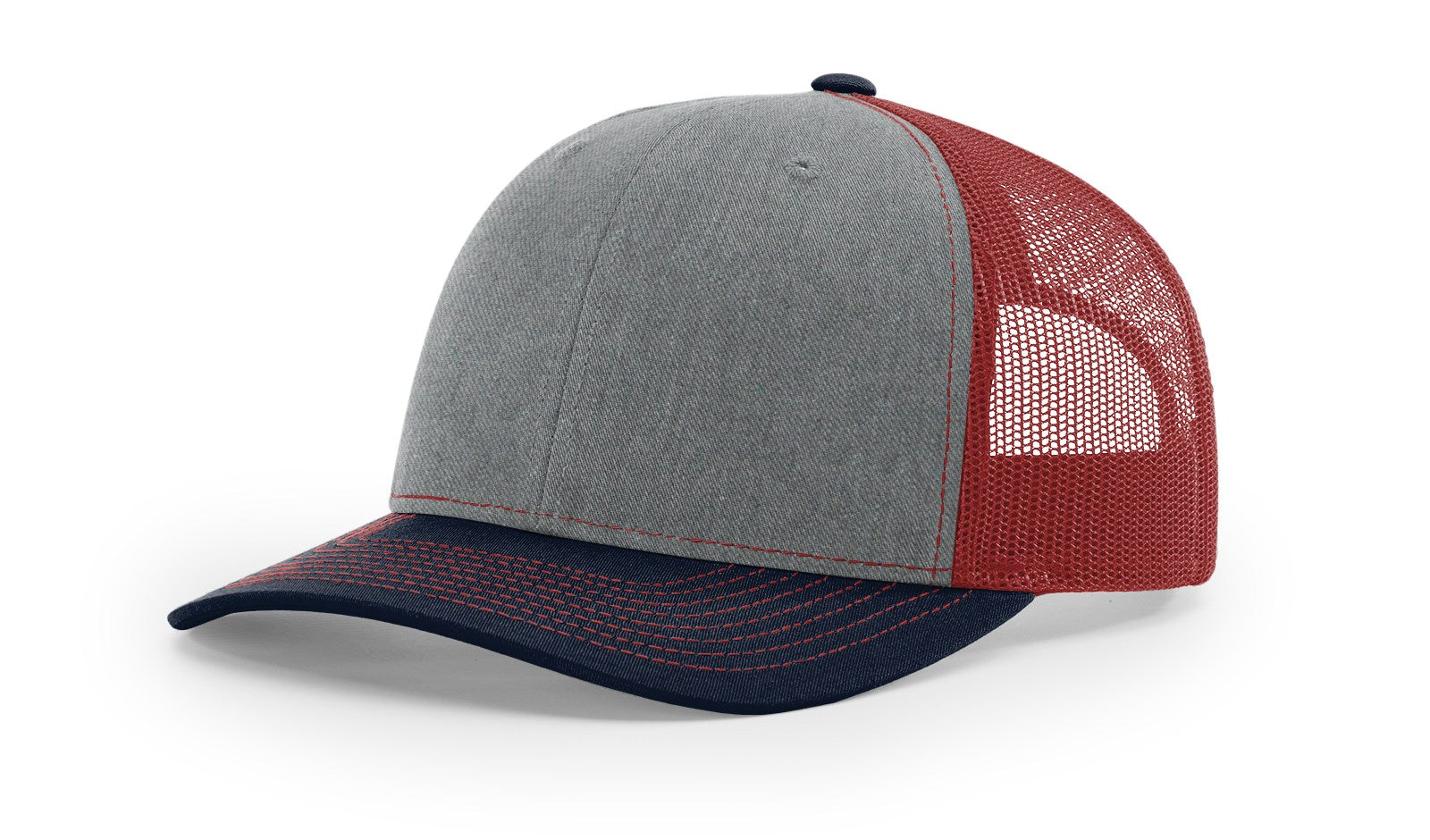 Richardson 112 Trucker Hat Tri Heather Grey/Cardinal/Navy