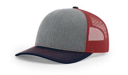 Richardson 112 Trucker Hat Tri Heather Grey/Cardinal/Navy