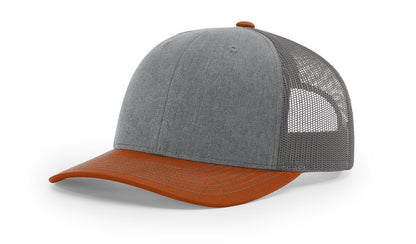Richardson 112 Trucker Hat Tri Heather Grey/Charcoal/Dark Orange