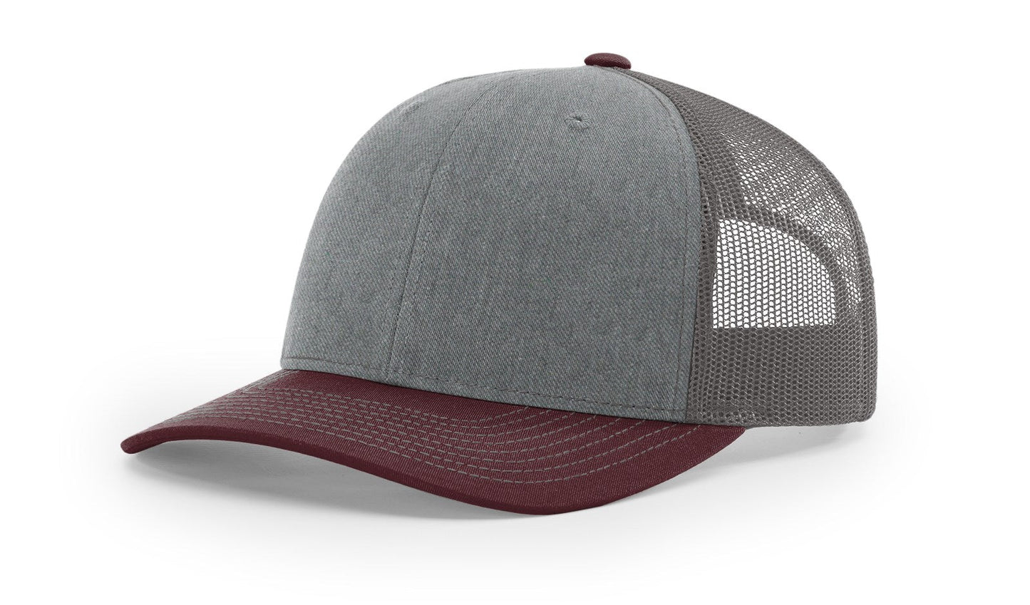 Richardson 112 Trucker Hat Tri Heather Grey/Charcoal/Maroon