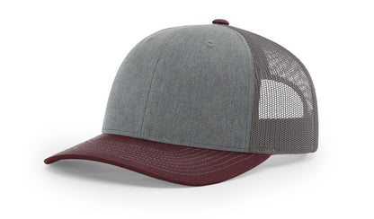 Richardson 112 Trucker Hat Tri Heather Grey/Charcoal/Maroon
