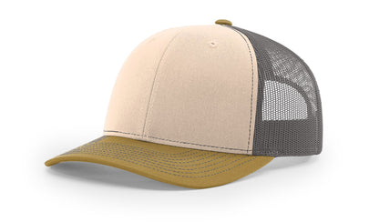 Richardson 112 Trucker Hat Tri Mink Beige/Charcoal/Amber Gold