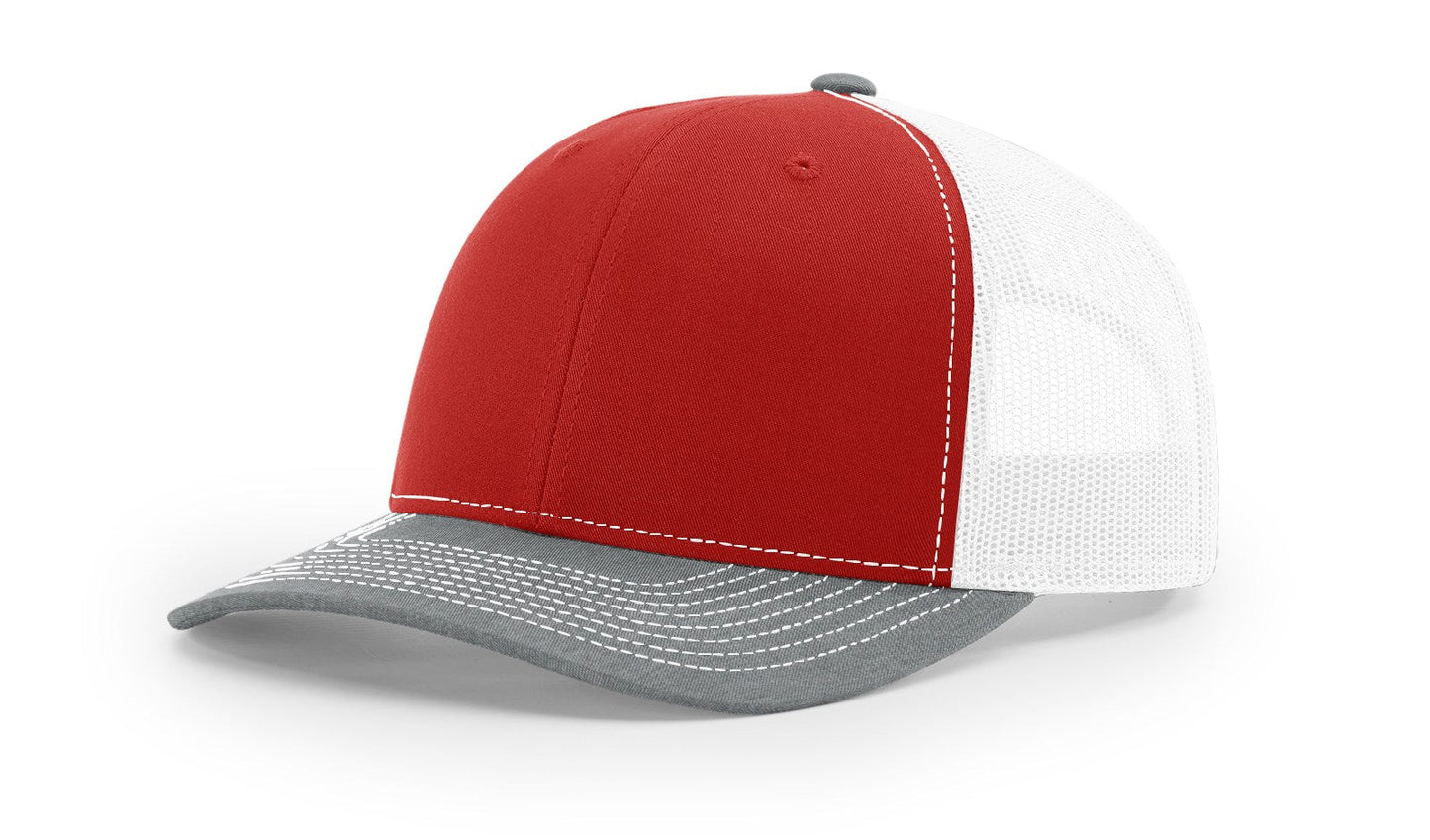 Richardson 112 Trucker Hat Tri Red/White/Heather Grey