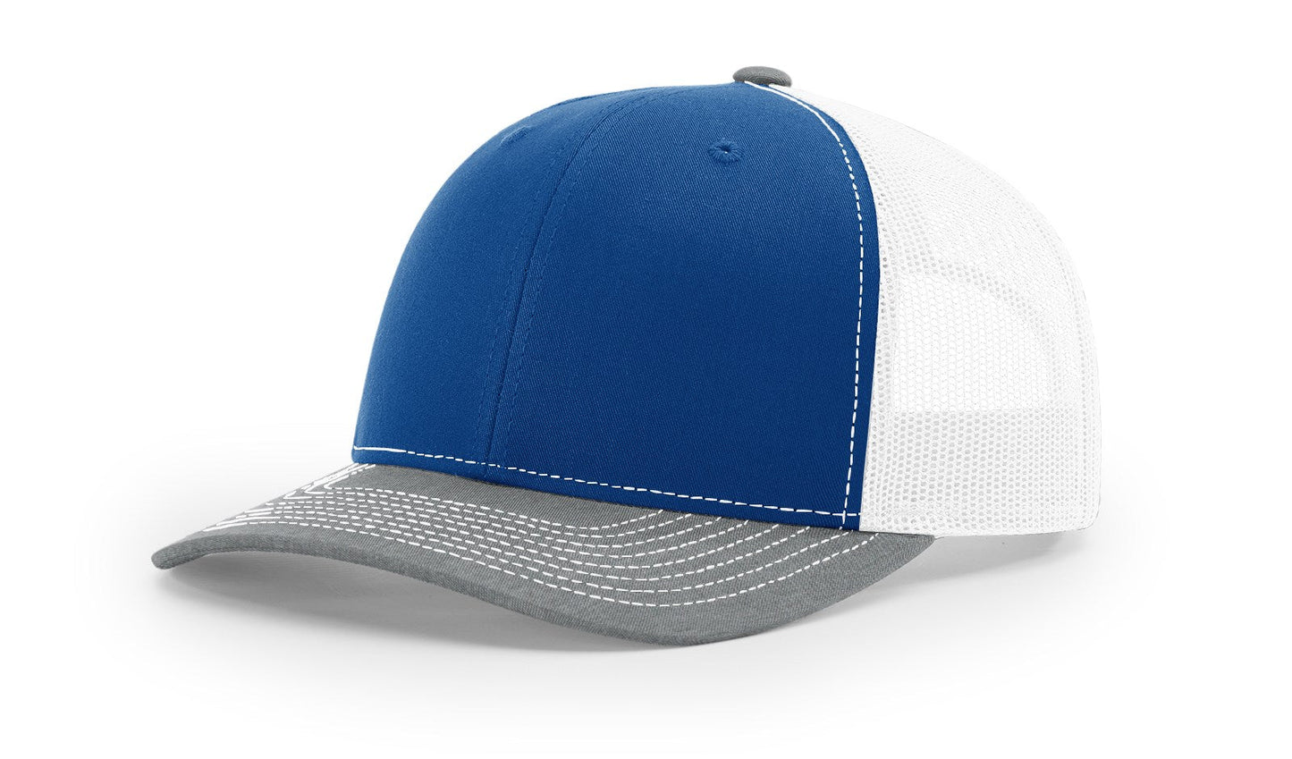 Richardson 112 Trucker Hat Tri Royal/White/Heather Grey