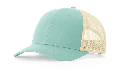 Richardson 115 Low Pro Trucker Hat in Aruba Blue/Birch