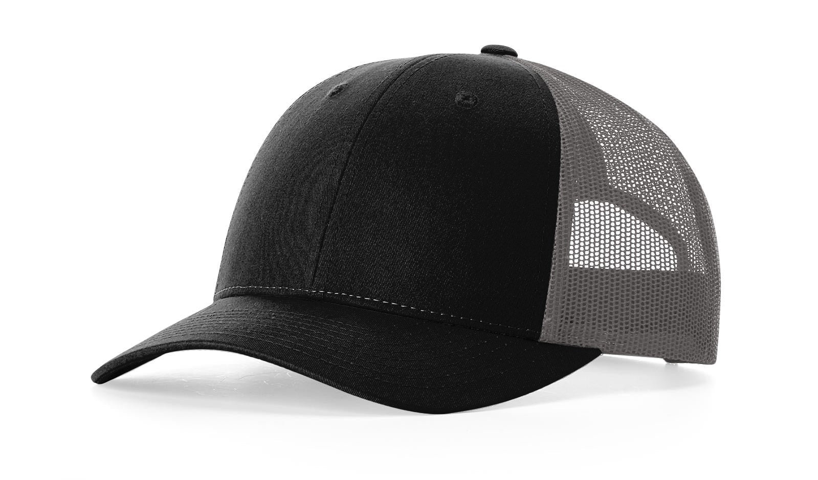 Richardson 115 Low Pro Trucker Hat in Black/Charcoal