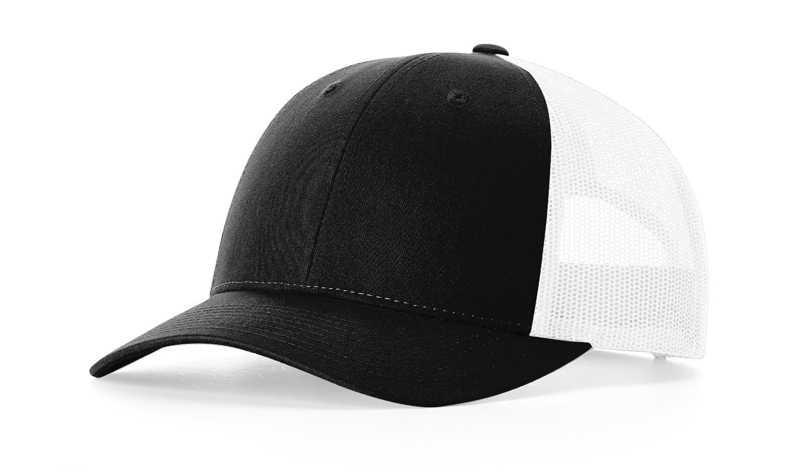 Richardson 115 Low Pro Trucker Hat in Black/White