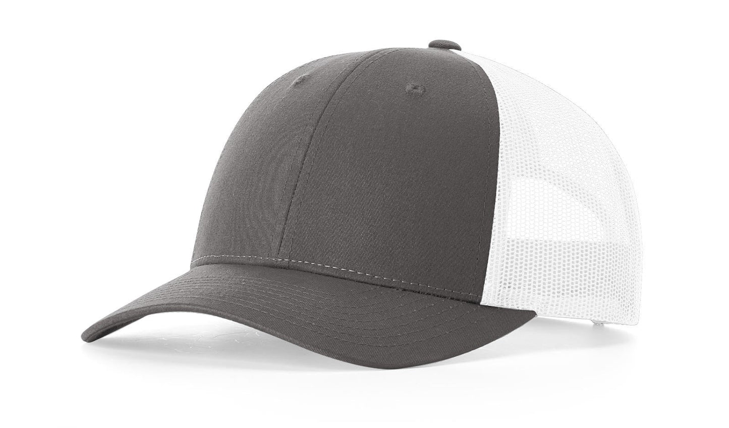 Richardson 115 Low Pro Trucker Hat in Charcoal/White