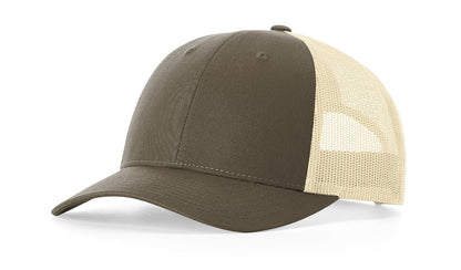 Richardson 115 Low Pro Trucker Hat in Chocolate Chip/Birch