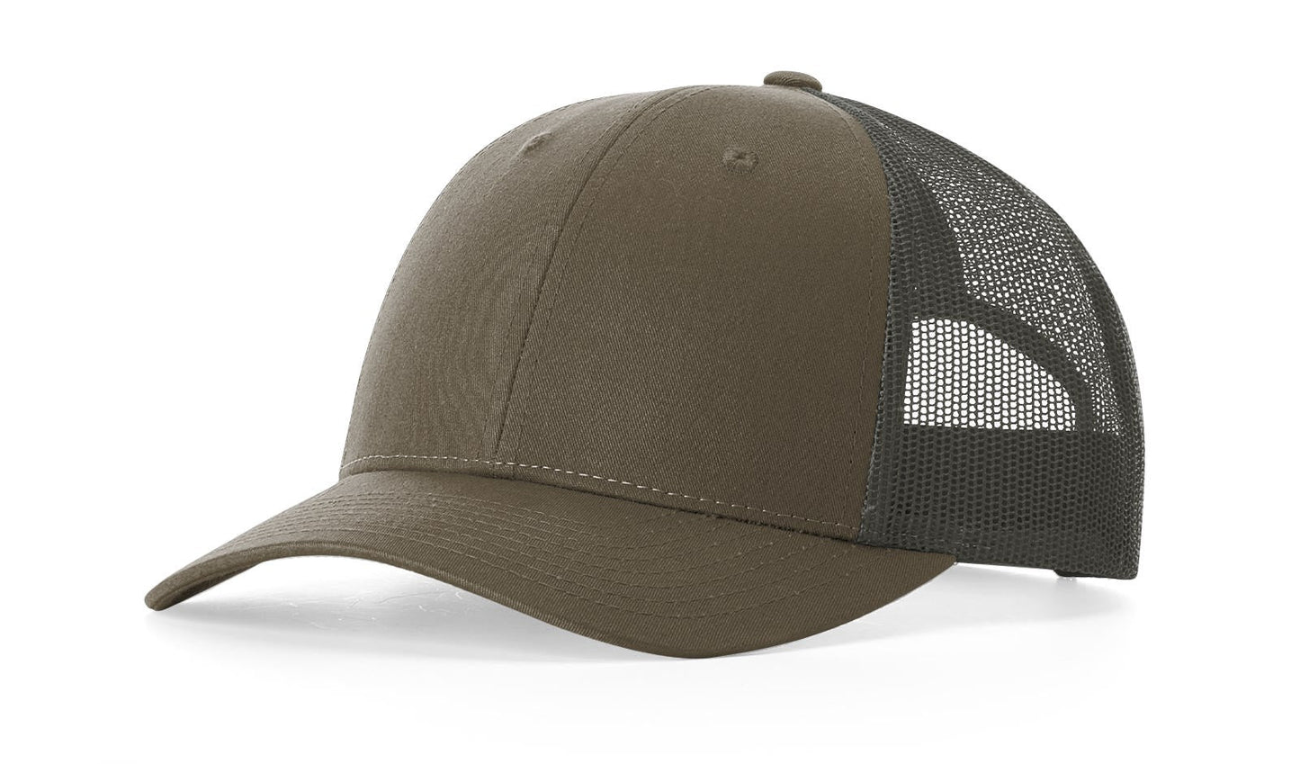 Richardson 115 Low Pro Trucker Hat in Chocolate Chip/Grey Brown