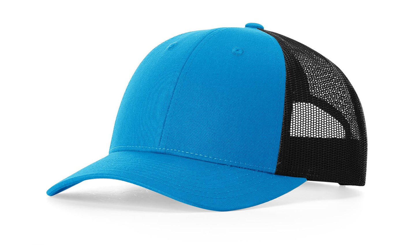 Richardson 115 Low Pro Trucker Hat in Cyan/Black
